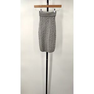 Quince Home Mongolian Cashmere Cable Knit Dog Sweater Heather Grey XL